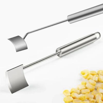 1PC Corn Peeler Stainless Steel Corn Cob Stripping Tool w/ Hook Long Handle Corn