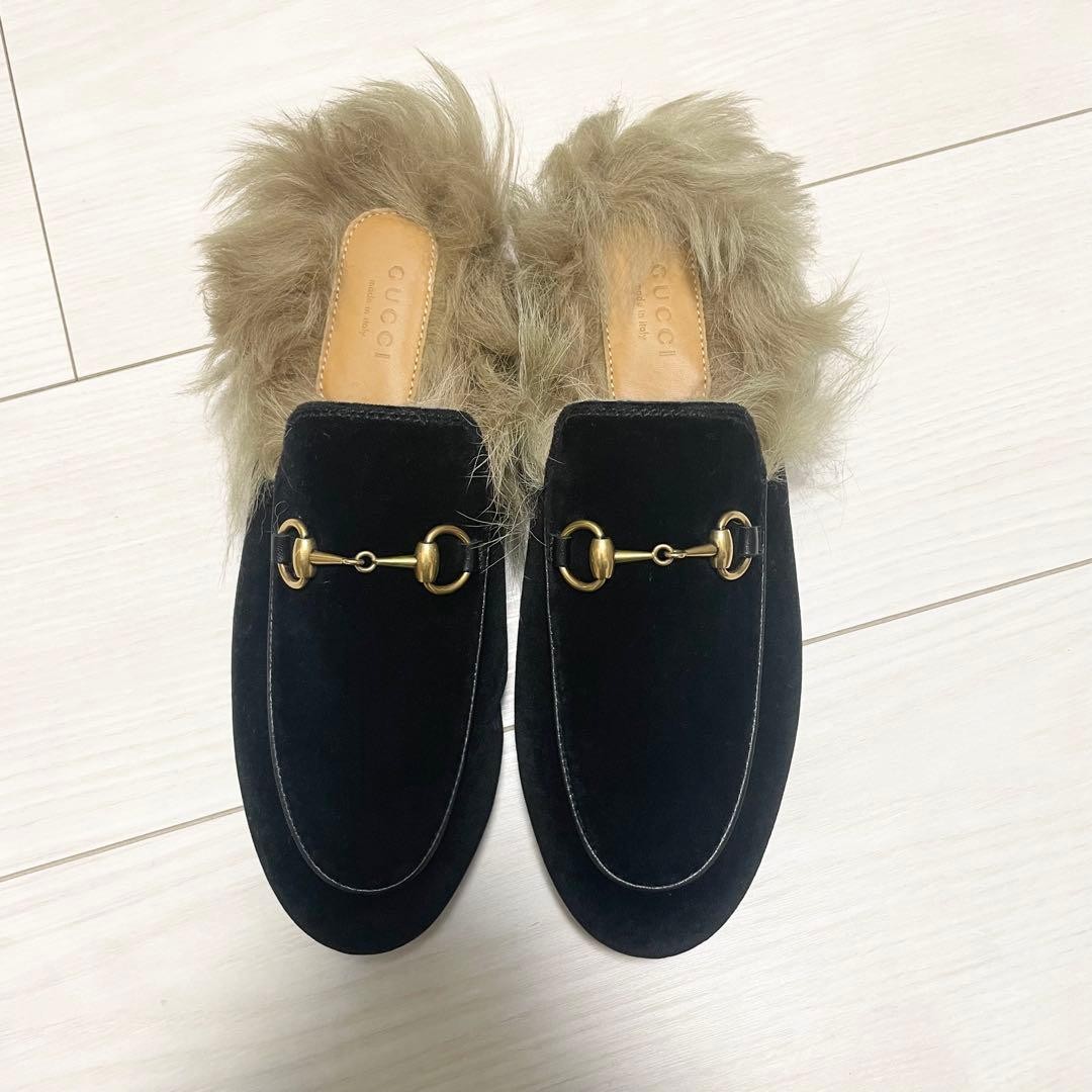 GUCCI Women's Loafers Horsebit Velvet Black EU36/US6 120220c thumbnail 23