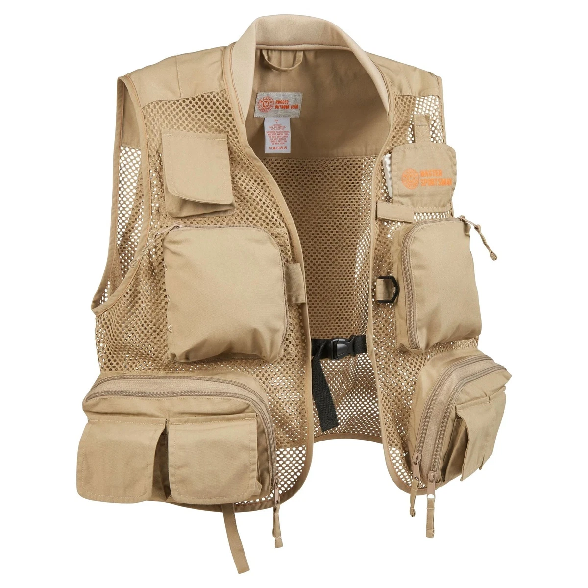 Gilet De Pêche Master Sportsman Rugged Gear, Kaki 2XL, Homme, Multitudes Poches