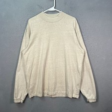 John Elliott Size 2 Beige Long Sleeve Cotton Crewneck Shirt Made In USA