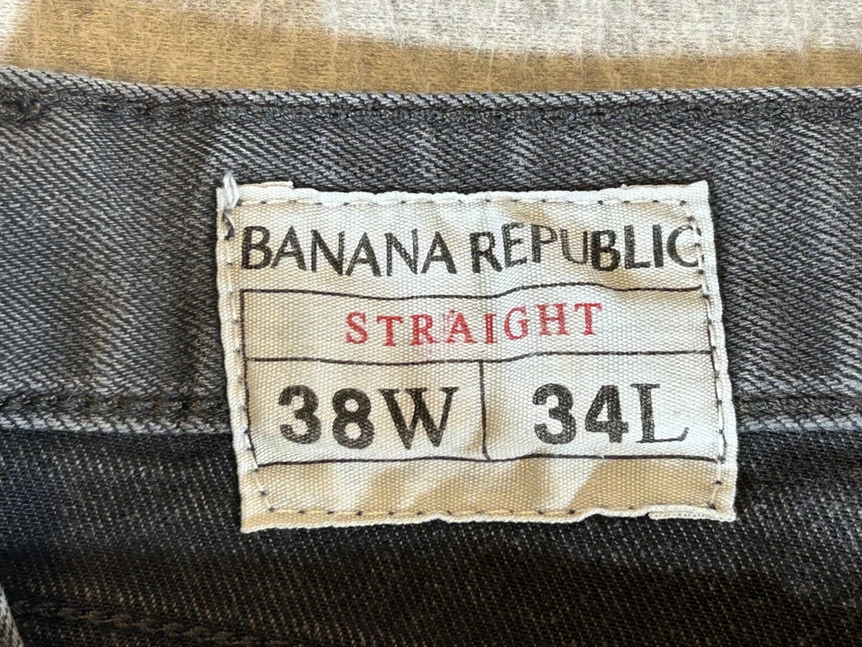 Pantalones de mezclilla Banana Republic para hombre 38x34 grises rectos elásticos tallados Foto 4 de 4