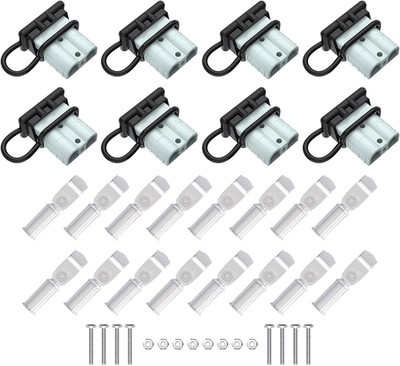 8 Pcs 6-10 Gauge Anderson Connector Plug 50A 12-36V Battery Quick Connector Grey
