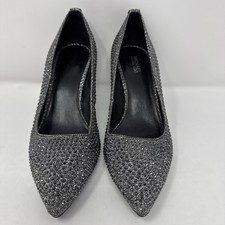 MICHAEL KORS Alina Flex Pumps Silver Rhinestone Pointed Toe Heels. Size 6.5