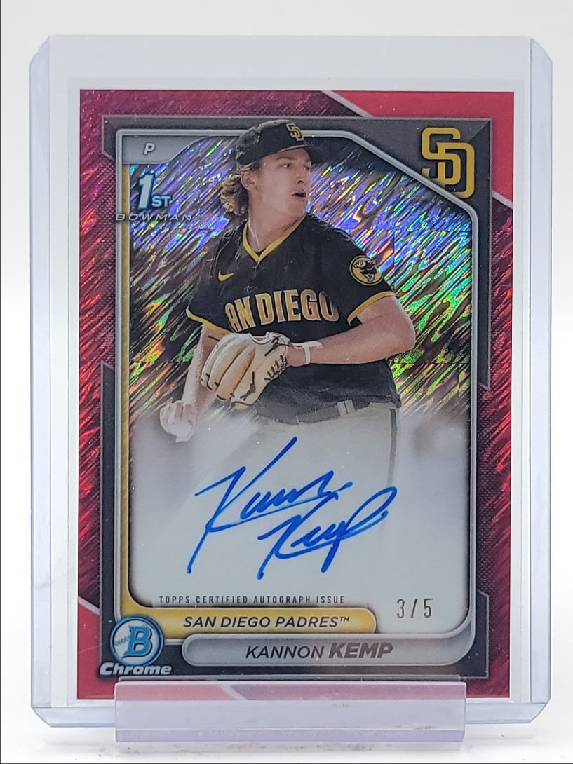 KANNON KEMP 2024 BOWMAN CHROME 1ST AUTOGRAPH RED SHIMMER AUTO /5 Q2754