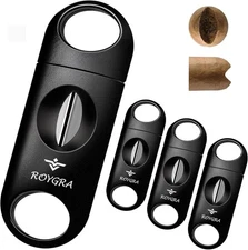 Roygra V Cut Cigar Cutter Set (4 Pack), Enlarged V-Cut Fit All Cigars, Cigar Acc