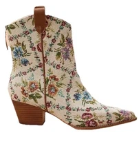 Altar’d State Boots Sz 7.5 Floral Demi Tapestry Zip Block Heel Western Cowgirl