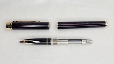 SHEAFFER TARGA FOUNTAIN PEN MARBLED BURGUNDY RESIN GOLD TRIM 14K GOLD NIB