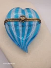 Vintage Murano Venetian Glass Trinket Box Handcrafted Italy Heart Ring Box
