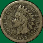 1859 Indian Head Cent Good G Coin, Minor Corrosion #35277