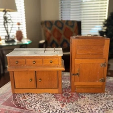 Concord Miniature  Sink /Cabinet, Ice Box Kitchen Wood Furniture Oak  1:12 VTG