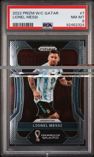 2022 Panini Prizm World Cup Qatar Lionel Messi Base Prizm PSA 8 NM-MT #7 Low Pop