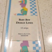 NEW SEALED Mrs. Grossman's 12 strips Design Lines Stickers Baby Boy Vintage