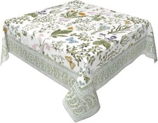 Spring Herbal Floral Square Tablecloth 60 Inch Wildflower Seasonal Pattern Table