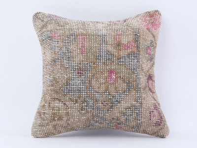 Traditional Kilim Throw Pillow Cover 16x16 | Handmade Boho Cushion Case