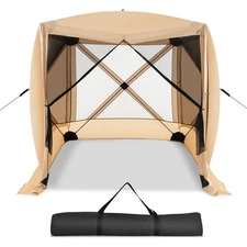 6.7 FT x 6.7 FT 4-Panel Pop up Camping Gazebo Quick-Set w / 2 Sunshade Cloths
