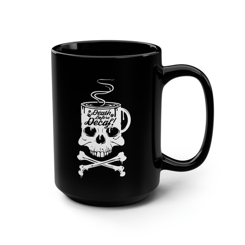 Death Before Decaf - Black Mug, 15oz - Picture 2 of 10