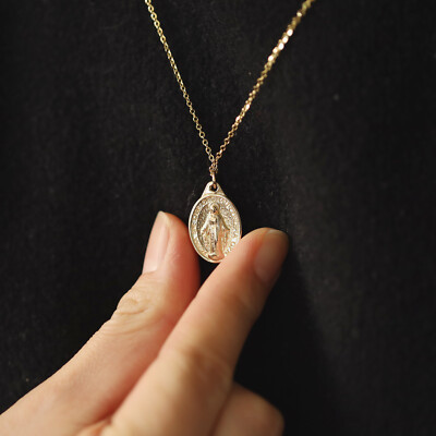 14K Gold Virgin Mary Miraculous Medal 