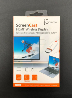 J5Create ScreenCast HDMI Wireless Display (JVAW56) White Cable - NEW