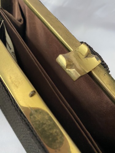 Borsa da sera vintage anni '50 marrone cioccolato frizione - Foto 11 di 24