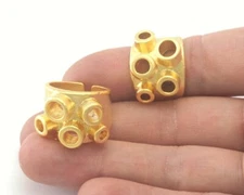 Ring Adjustable Ring Bezel Cup Matte gold plated brass 7US  size 2698