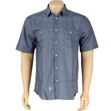 $67.99 HUF Pinpoint Oxford Short Sleeve Shirt (navy) HUFBU12PINNVY