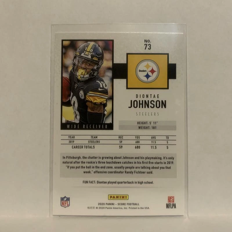 #73 Diontae Johnson Pittsburgh Steelers 2020 Score Football Card LA - Image 2 of 2