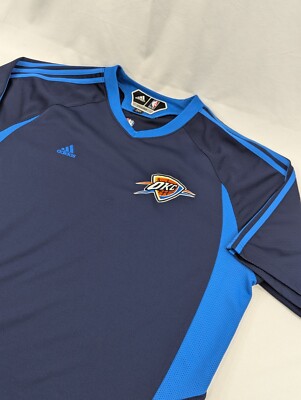 Adidas Okc Thunder Warmup Shirt Mens XL Black NBA Y2K Shooting Blue Clima365