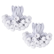 100Pcs Ball Bungee Cord 6" Canopy Tarp Tie Downs Cords for Camping White