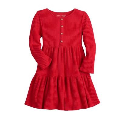 Girls Tiered Henley Long Sleeve Dress | eBay