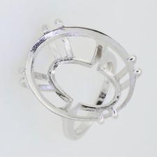 Sterling Silver Semi Mount Ring Setting Oval OV 27X21mm