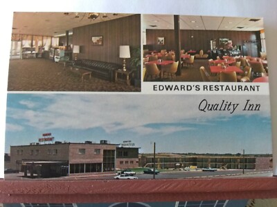 Vtg Postcard. Quality inn. I-40 and Hwy.# 6 Elk City Okla. Edwards Restaurant.