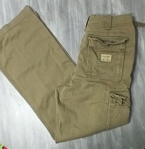 abercrombie Fitch Cargo Pants 16 30 x 30 mens Khaki Green Gorpcore Baggy Y2k New - Picture 5 of 11