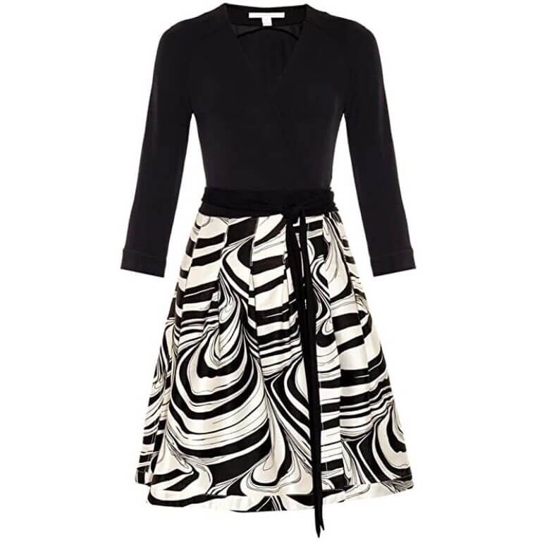 dvf jewel silk combo wrap dress DVF Jewel Silk Combo Wrap Dress. Size 2. Diane Von Furstenberg. Wool And  Silk