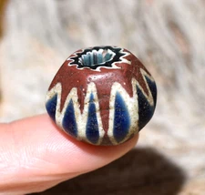Antique Venetian Ground Seven Layer Chevron Italian Drawn Bead, African Trade
