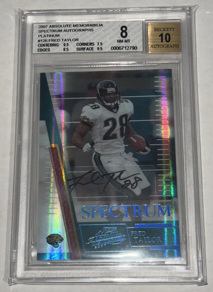 2007 Playoff Absolute Spectrum Platinum Auto Fred Taylor #’d 1/1 - Image 2 of 3