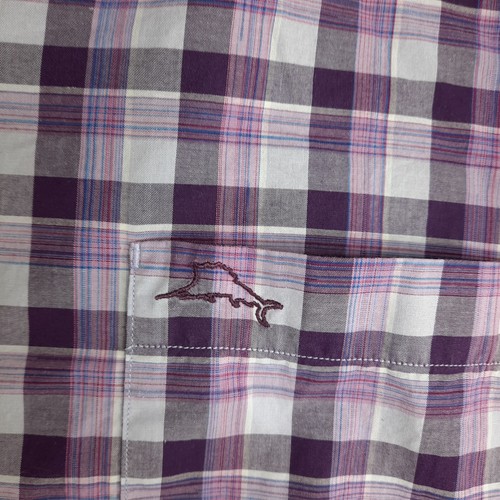 Camicia uomo Tommy Bahama taglia XL viola a quadri pima cotone manica lunga - Foto 7 di 13