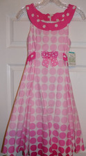 NWT Bonnie Jean girls 16 XL pink white polka dot spring dress Easter