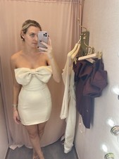 House of cb ariella dress size small s cream off white bow sparkle