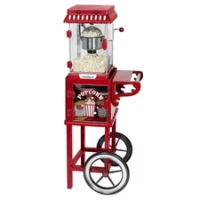 Popcorn Cart 10 Cup Wheeled with Non-Stick Kettle Red West Bend