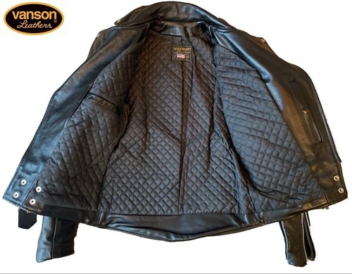 Seltene VANSON Double Rider Jacke schwarz Vintage R&R Modell Herren Gr. 34 aus Japan - Bild 6 von 11