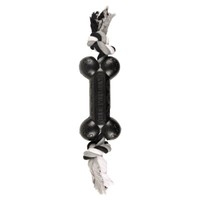 Flamingo Hundespielzeug Gummi Gladiator Hantel + Seil Schwarz 36Cm L