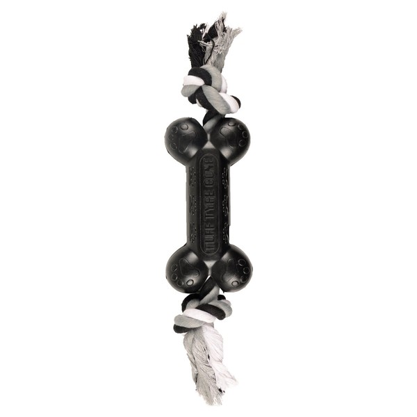 Flamingo Hundespielzeug Gummi Gladiator Hantel + Seil Schwarz 36Cm L-image