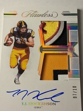 2023 Panini Flawless Collegiate T.J. Hockenson Gold 2022 Dual Patch Auto /10