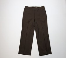 Vtg 60s 70s Streetwear Mens 32x27 Wool Knit Flared Wide Leg Chino Pants Brown