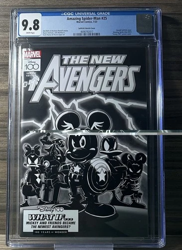 Amazing Spider-Man #25 - 1:100 B&W Disney 100 - Marvel - 2023 CGC 9.8