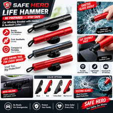 Safe Hero Life Hammer 1 Pack Car Window Breaker With Holder Testing Glass