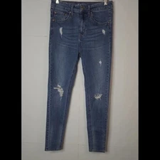 Wild Fable Women's Size 8 Waist 29 Blue Denim High Rise Distressed Skinny Jeans