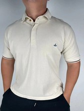 Vivienne Westwood Polo Shirt Logo Orb Basic Luxury Men Size 2XL Beige