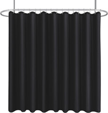 Fabric Shower Curtain Liner 180"W x 72"L-Black Extra Wide Shower Liners