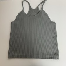 ODODOS Sz M/L Gray Top Shirt Tanks Ribbed Athletic Pre Owned Women Cropped